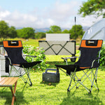 Reclining Folding Camping Chair Set, Orange/black