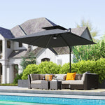 2.5m Cantilever Parasol, Solar Led Lights, Double Top | Dark Grey