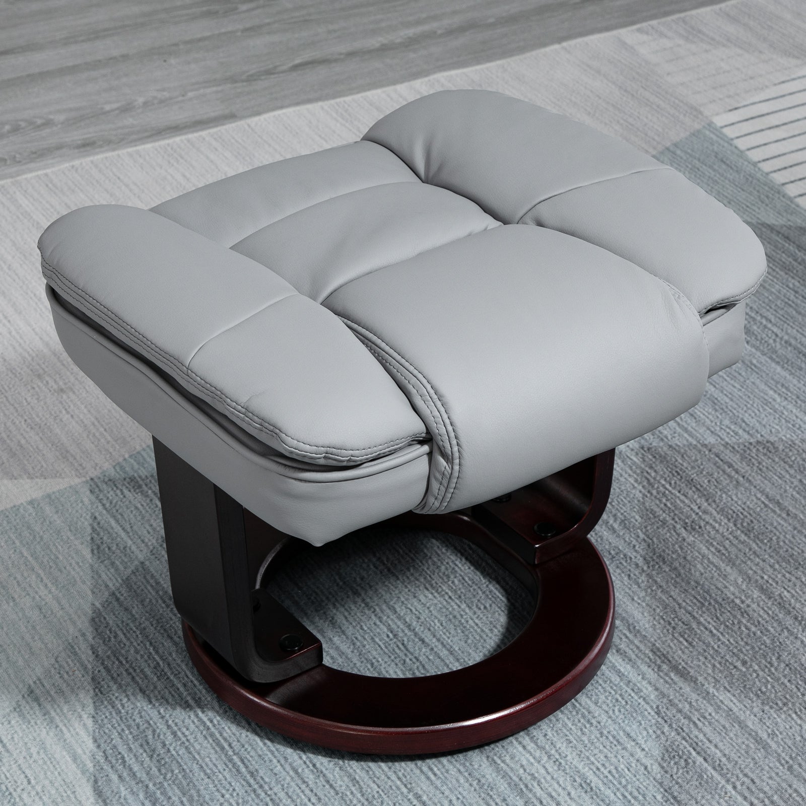 Swivel Manual Recliner And Footrest Set Leather | Gray