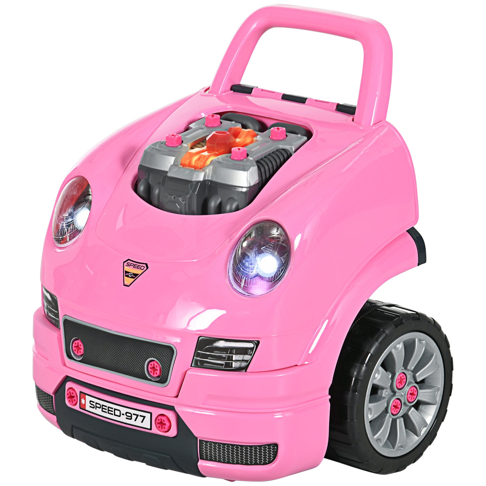 Kids Truck Engine Toy Set W/ Horn, Light, Car Key, For Ages 3-5 Years | Pink