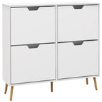 Shoe Storage Cabinet With 4 Flip Drawers For 16 Pairs | One Size | White