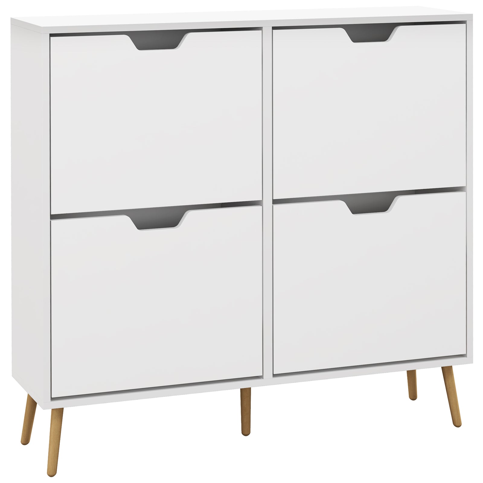 Shoe Storage Cabinet With 4 Flip Drawers For 16 Pairs | One Size | White