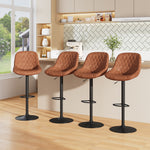 Set Of 2 Pu Leather Counter Swivel Height Bar Stools For Pub Dining Room