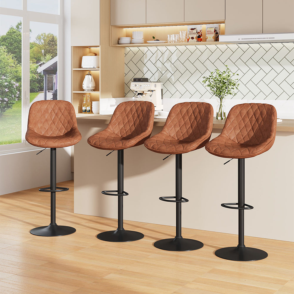 Set Of 2 Pu Leather Counter Swivel Height Bar Stools For Pub Dining Room