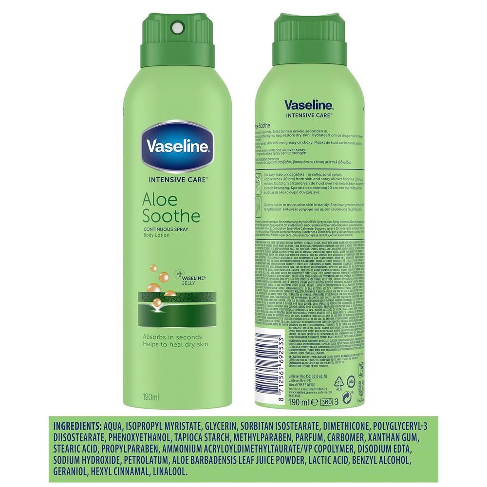 Intensive Care Spray Body Moisturiser Aloe Soothe 190ml | Set-of-9