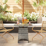 Patio Furniture Rattan Garden Table W/ Umbrella Hole | Gray