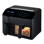 Dual-basket Smart Air Fryer With Viewing Glass, 3.5l + 6l Capacity,led Touchscreen, 8 Preset Cooking Modes, Easy To Clean, Non-stick, Overheat Protection