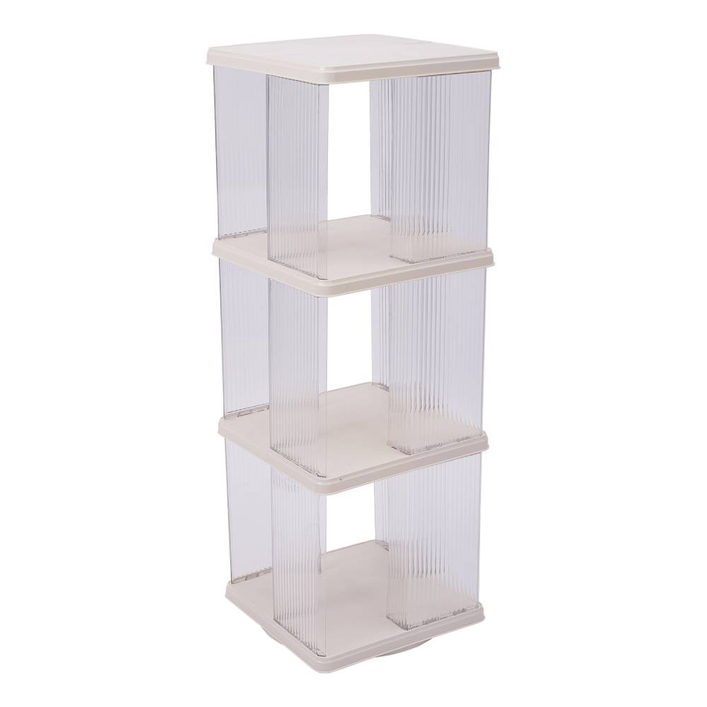 3-tier Plastic Square Rotating Bookshelf