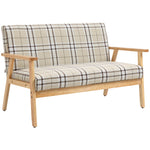 Two Seater Sofa With Rubber Wood Frame Linen Fabric