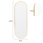 40x120cm Modern Oval Metal Full Length Wall Mirror | Gold