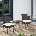 Rattan Garden Chairs W/ Cushion, Wicker Dining Chairs | Set of 2 | Brown