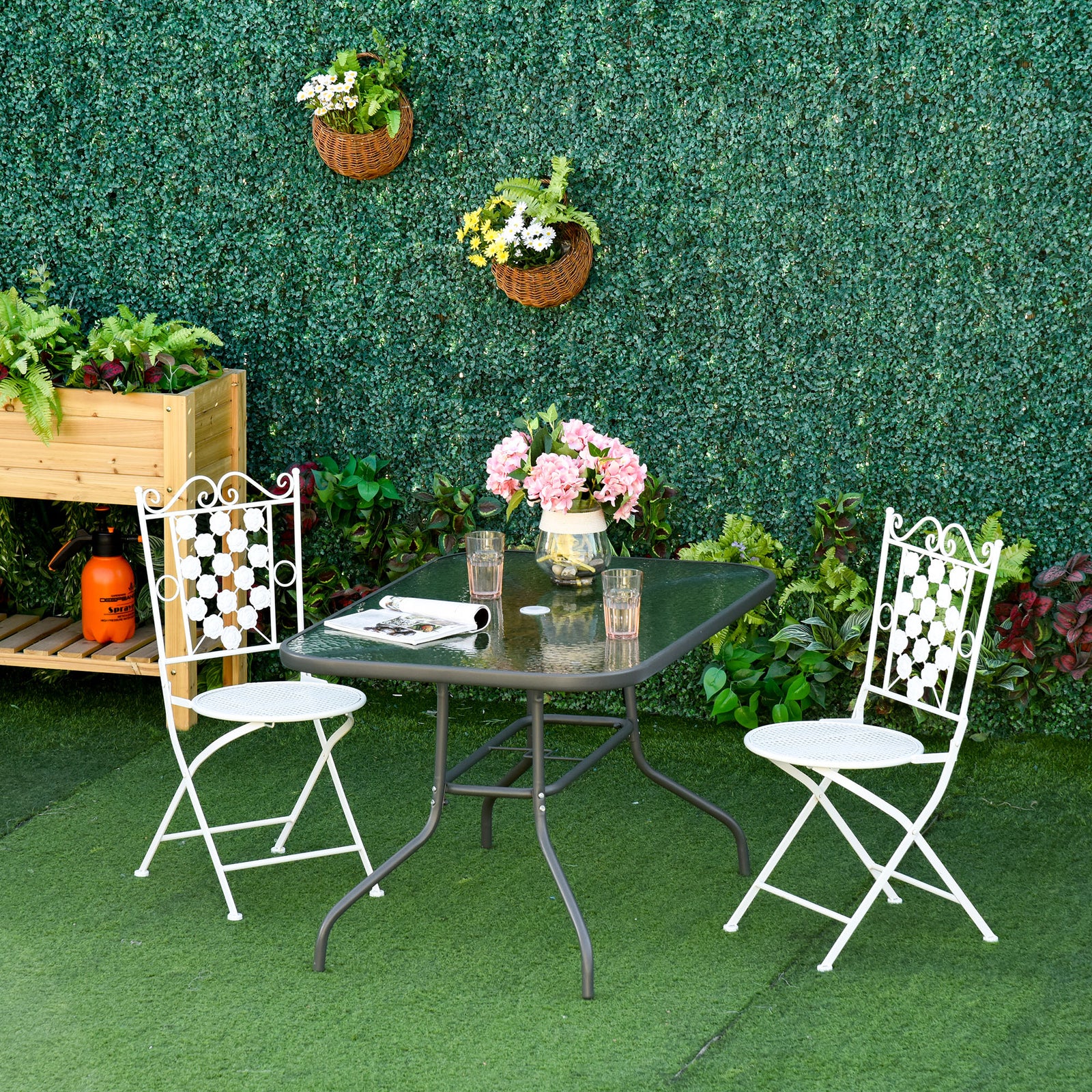 Aquatex Glass Garden Table Curved Frame With Parasol Hole