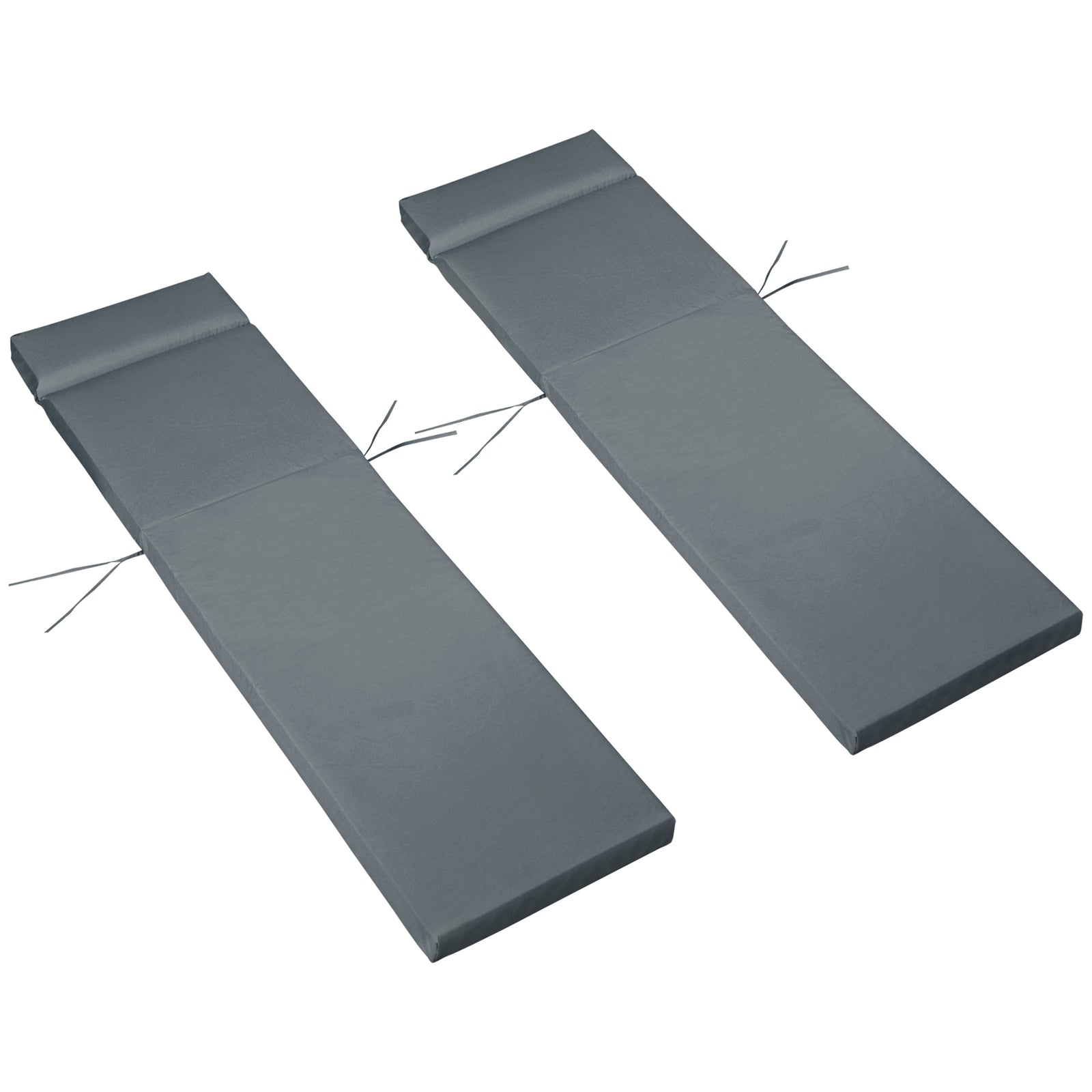 Set Of 2 Sun Lounger Cushions, Replacement Cushions | Dark Gray
