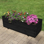 Pine Wooden Trough Planter With Feet | 120cm x 42cm x 38cm | Matte Black