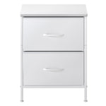Bedside Table 2 Fabric Drawer Nightstand Shelf Storage Furniture Cabinet | White