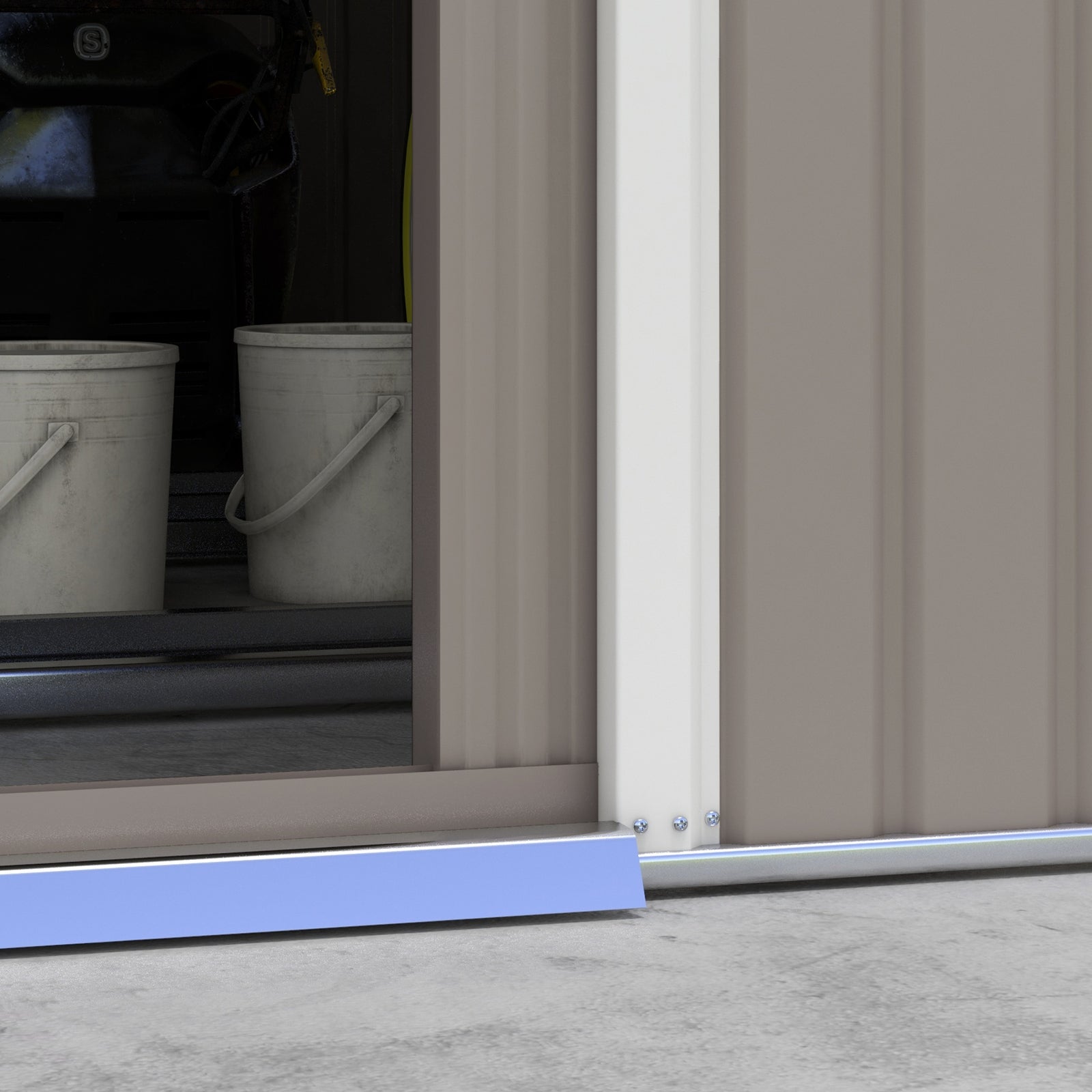 Garden Shed Storage Unit With Locking Door Floor Foundation | Large | Light Slate Gray