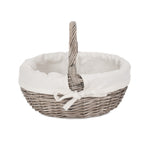 White Cotton Lined Antique Wash Shopping Basket | Large | White
