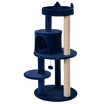 4 Tiers 104cm Cat Tree W/ Scratching Posts Perches  Hanging Ball | Royal Blue