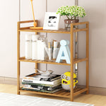 Tiered Bamboo Wood Book Storage Shelf | Medium