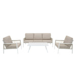 Aluminium 4 Piece Sofa Set With Rattan Storage Box | White