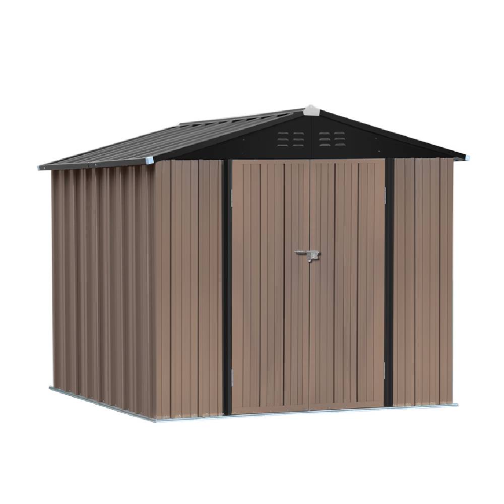 Metal Garden Shed 4x6ft/6x8ft Outdoor Storage Yard Tool Shed Tool Box Lockable | Large | Brown