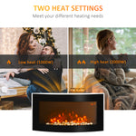 Electric Fireplace Wall Mounted Led Flame Curved Side Lights