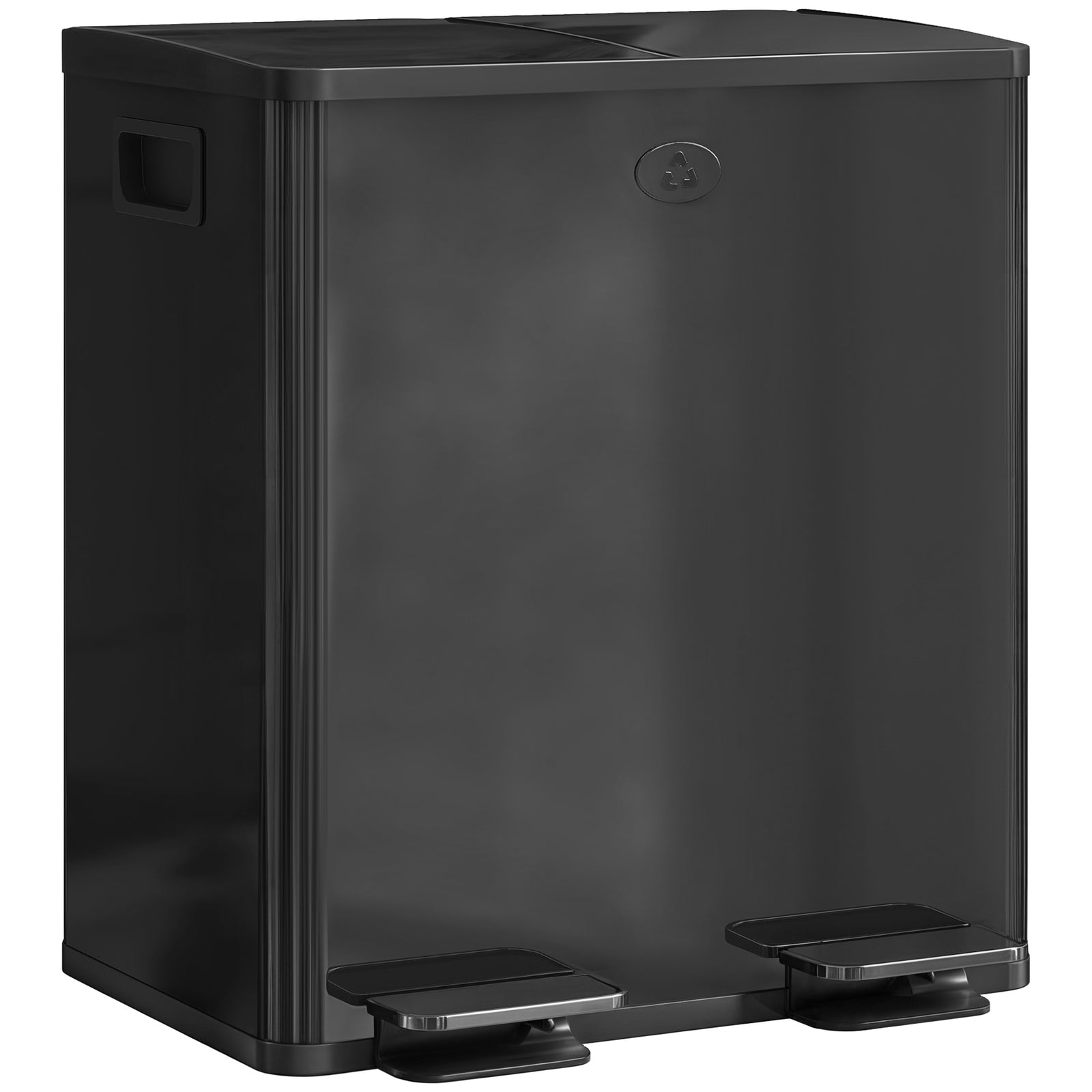 2 X 20l Dual Rubbish Bin Pedal Bin For Recycling And Waste | Black
