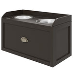 Stainless Steel Raised Dog Bowl W/ 21l Storage Drawer, For Large Dogs | Brown