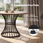 Round Dining Table For 4-6 People 30mm Mdf Metal Base Kitchen Brown | Brown