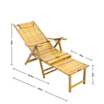 Bamboo Foldable Recliner Lounge Chair With Retractable Footrest | Light Brown
