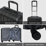 55x40x20cm Lightweight Luggage Overhead Cabin Hard Shell Cabin Suitcase 60+ Airlines Approved - Carry On Case - 4 Wheels | Cabin | Black