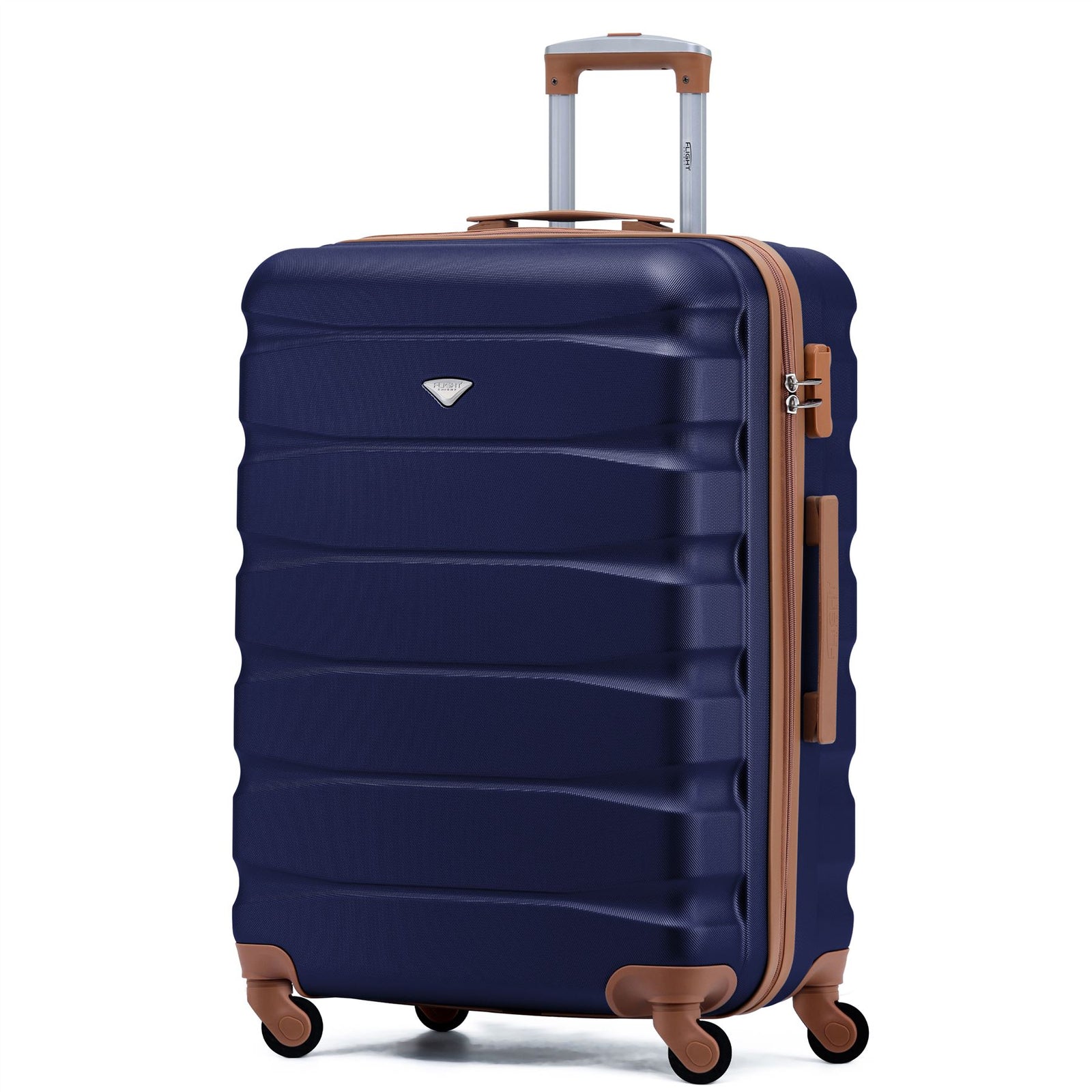 25" Medium Suitcase Check-in Hold Luggage Hard Shell 4 Wheels Tsa Lock | Medium | Navy & Tan