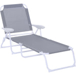 Folding Sun Beach Lounger W/ 4-level Backrest