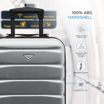 55x35x20cm Cabin Carry On Suitcase Hard Shell Overhead Luggage 100+ Airlines Approved | Cabin | Metallic