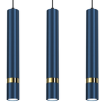 Joker Contemporary Pendant Lamp 3xgu10 Hand Made Cylindrical Style Light | Blue & Gold