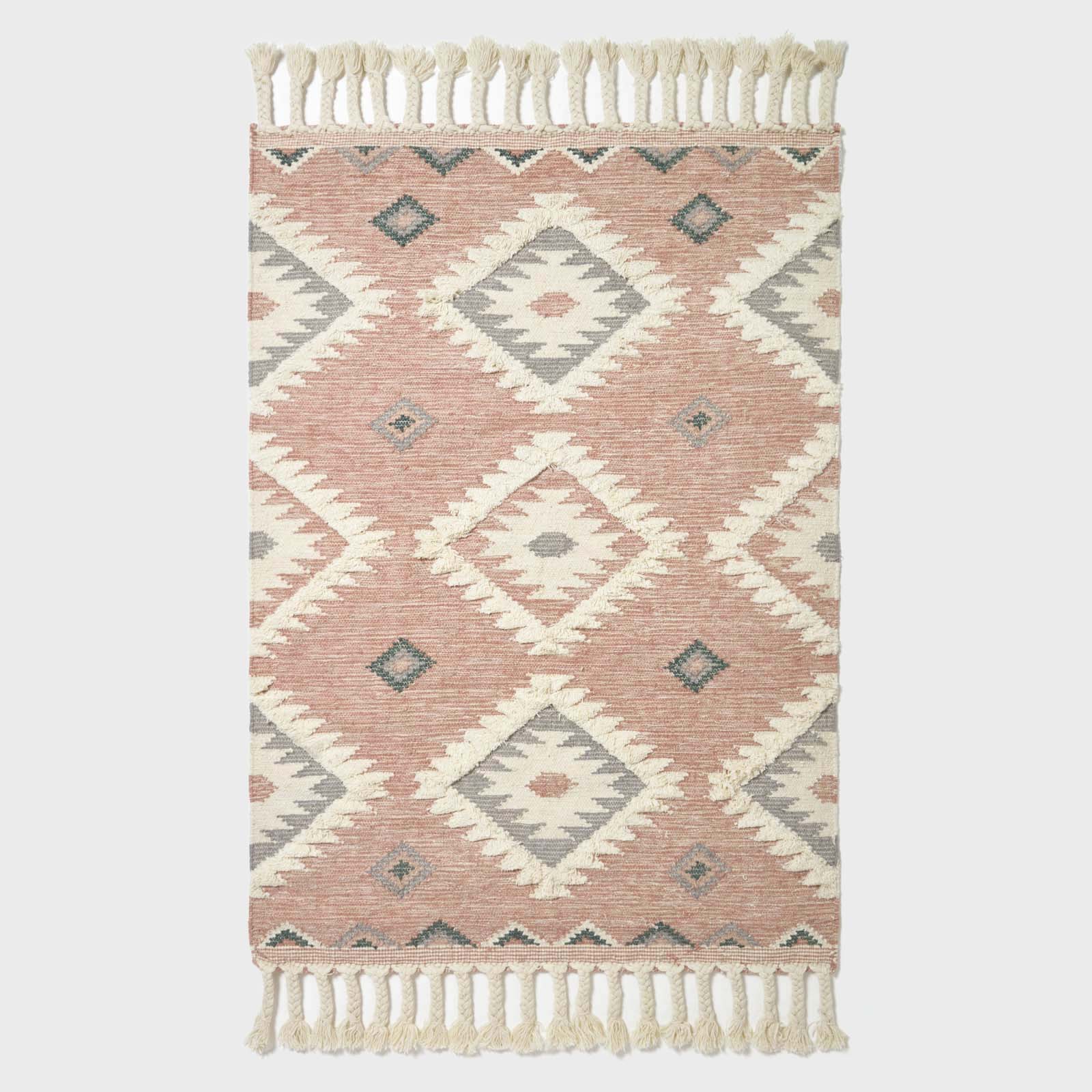 Pali Pink Kilim Wool Rug | 120cm x 180cm | Pink