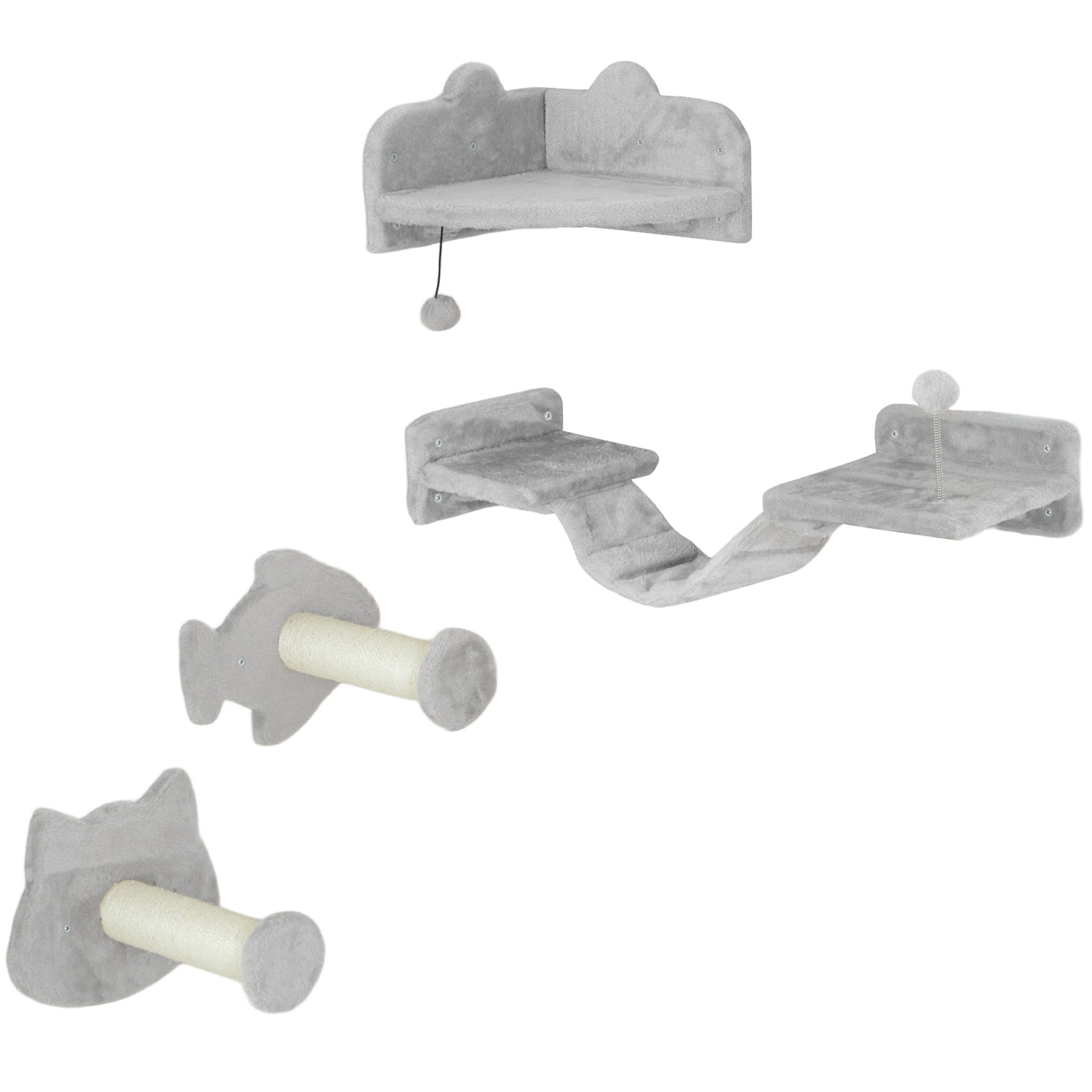 4pcs Cat Wall Shelves With Steps, Ladder, Jumping Platforms