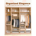 20 Pack Wooden Clothes Hangers With Non Slip Bar | Natural