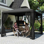 3 X 3 M Metal Gazebo Garden Outdoor 2-tier Roof Marquee | Black