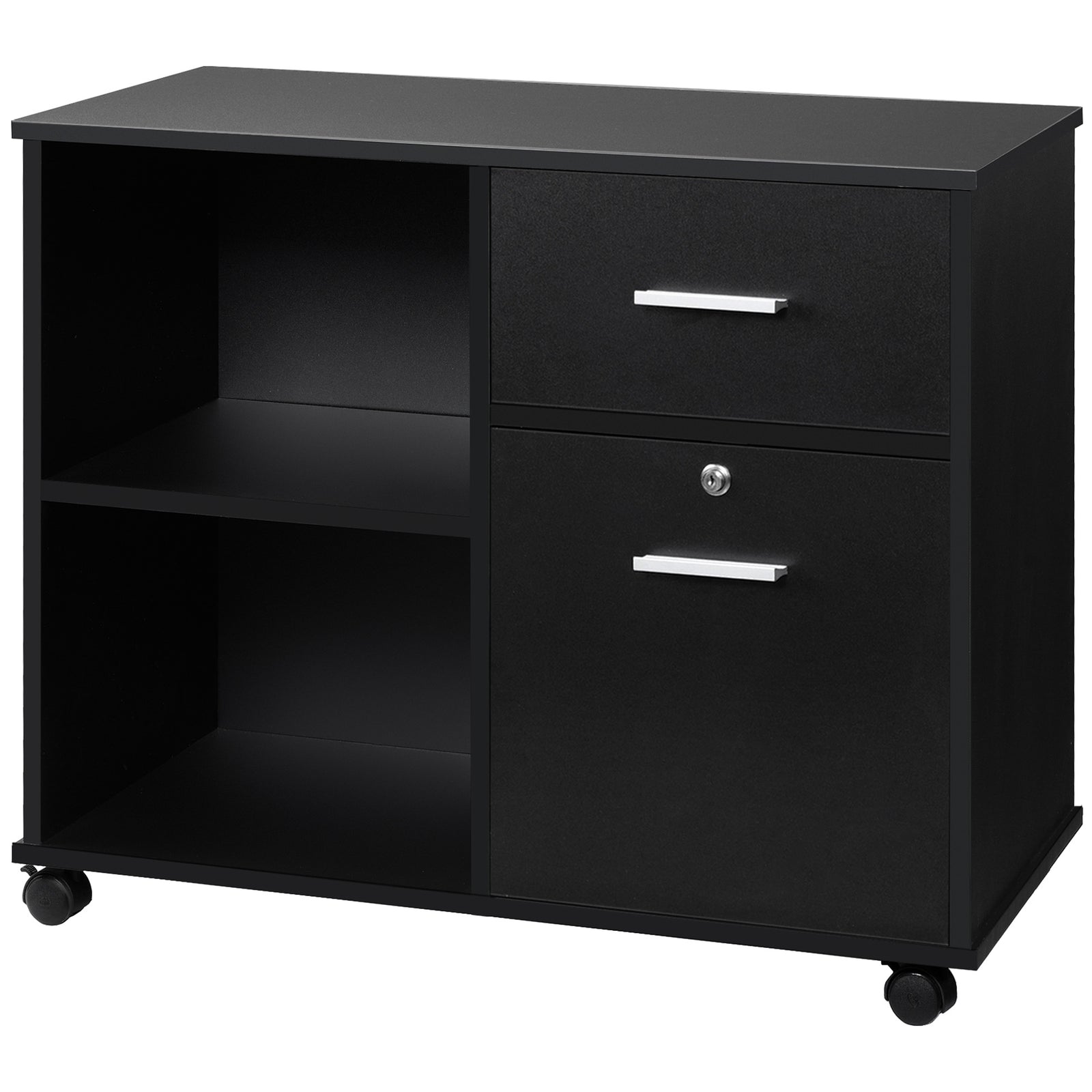 Filing Cabinet Mobile Printer Stand Drawer For A4 Size Files | One Size | Black