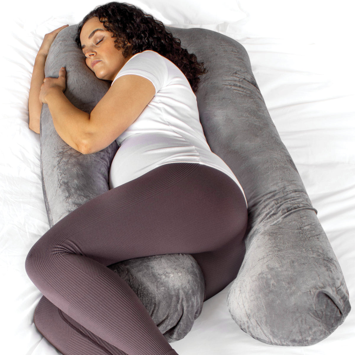U Shaped Pregnancy Pillow, 135x75x20cm Shredded Memory Foam Full Body Maternity Cushion For Sleeping | U Shape | Grey