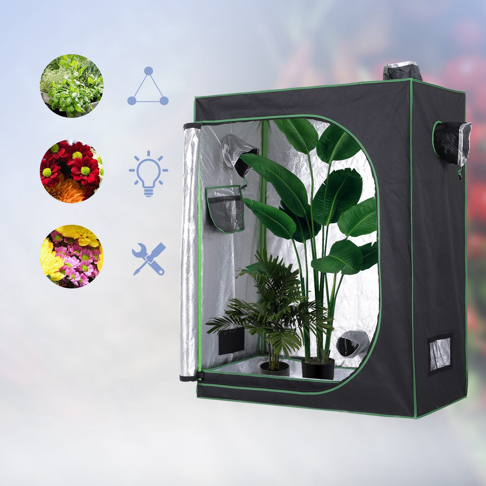 120x60x150cm Indoor Plant Grow Tent Hydroponic Mylar