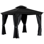 3 X 3.7m Aluminium Outdoor Hardtop Gazebo Canopy 2-tier Roof