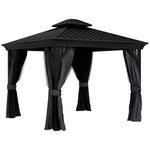 3 X 3.7m Aluminium Outdoor Hardtop Gazebo Canopy 2-tier Roof | Gray