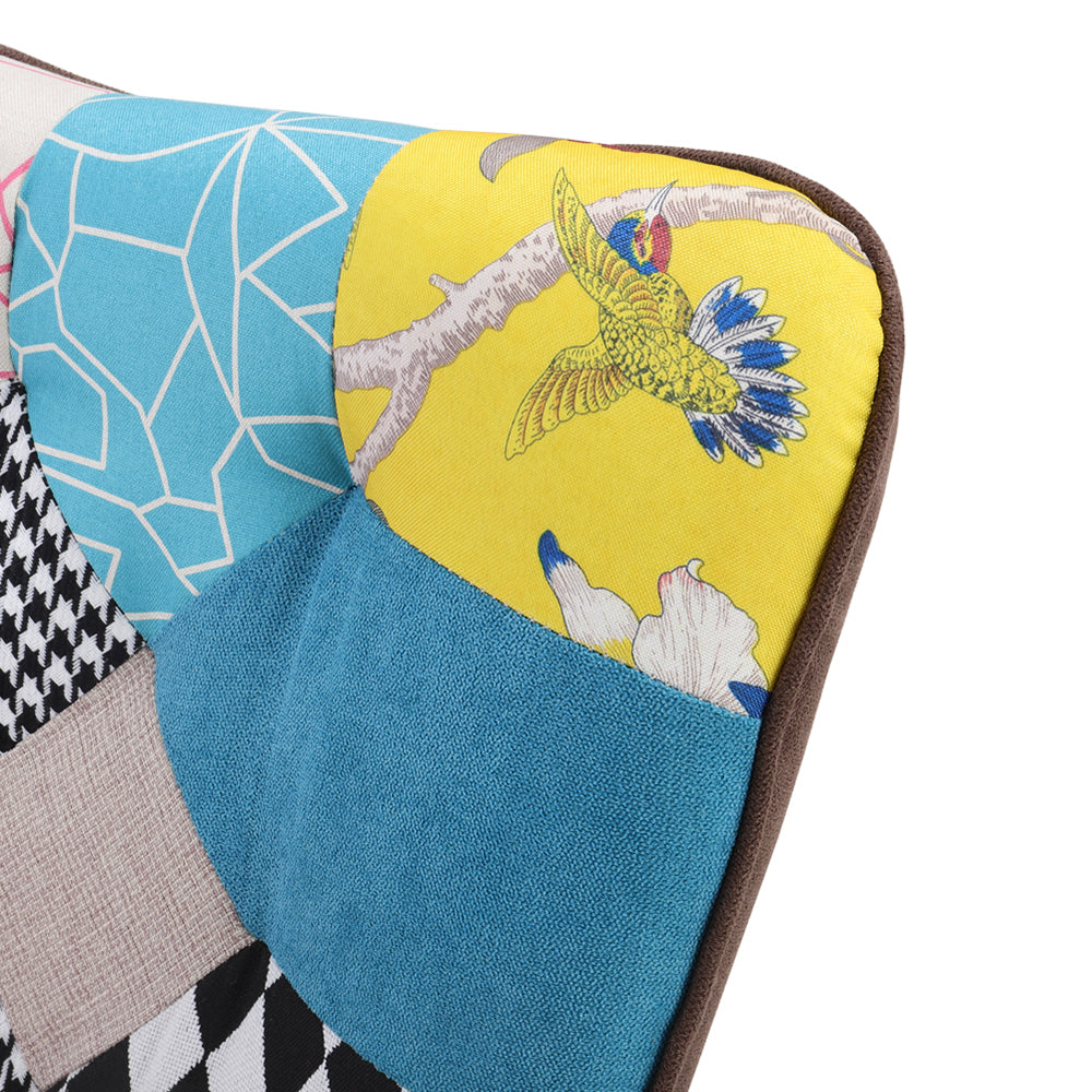 Tufted Button Linen Armchair With Wooden Legs