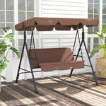 3-seat Swing Chair Garden Swing Seat W/ Adjustable Canopy | Brown