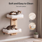 Cat Wall Shelves 2 Platform Steps Rubber Wood For Cat Climbing,white
