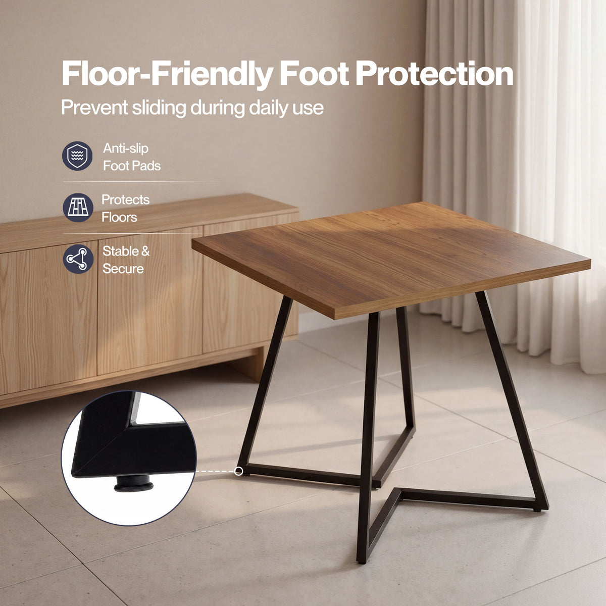 Dining Table Square Dining Table 80cm 25mm Metal Frame Mdf Walnut | Brown