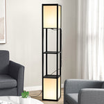 Shelf Floor Lamp With Dual Light For Living Room, Bedroom | One Size | Black