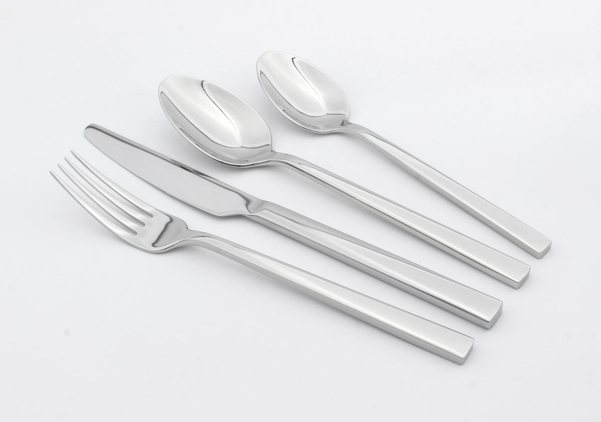 Cutlery Sets Stainless Steel 18/8 Forks Spoons Catering Flat | Set of 4 | Silver